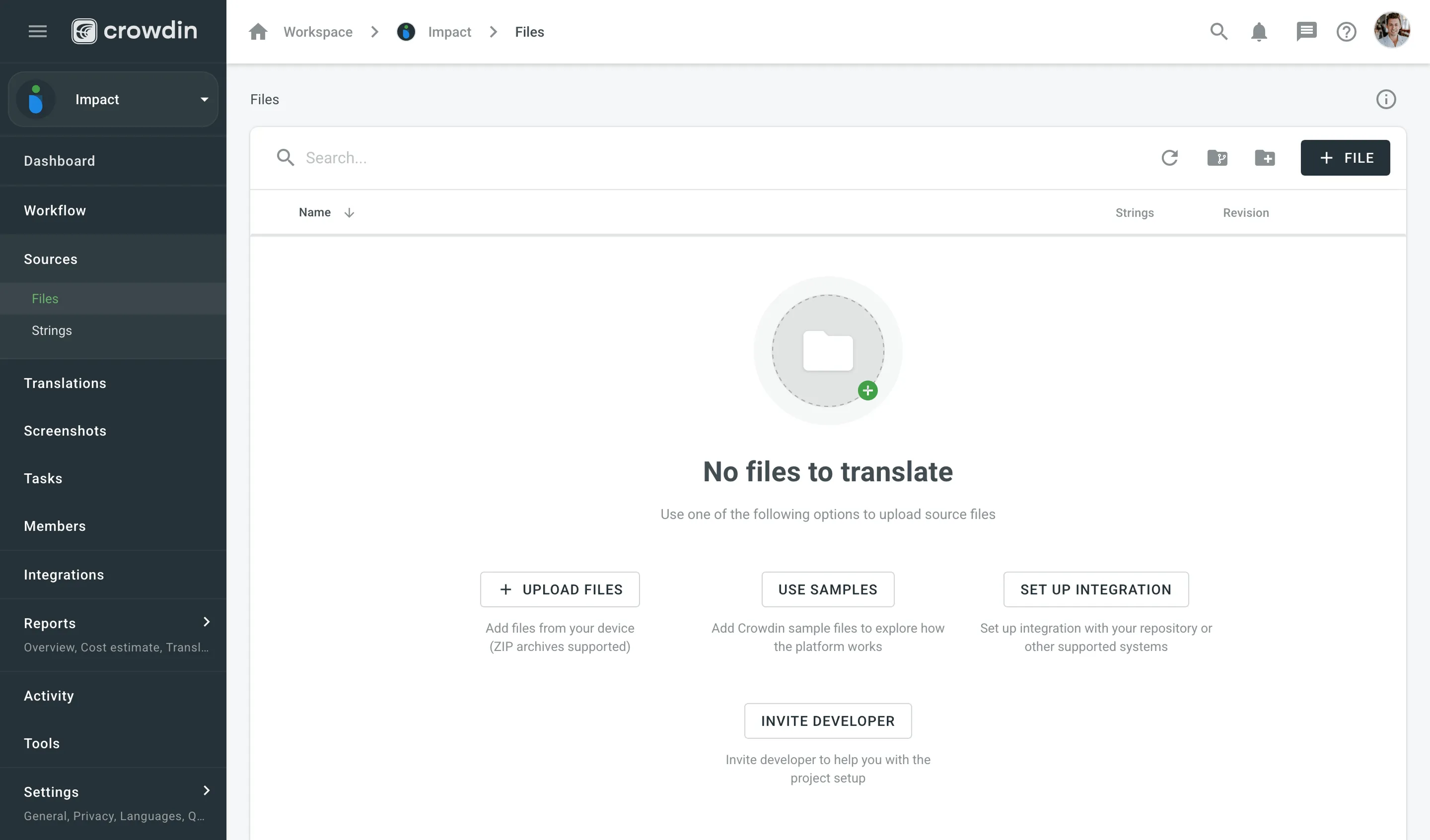 项目设置中的 Files 标签页